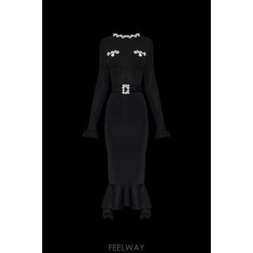 Self Portrait 26FW Self portrait Asymmetric �巹�� with ��Ʈ AW26085MCB0BLACK T26FW Self portrait Asymmetric �巹�� with ��Ʈ AW26085