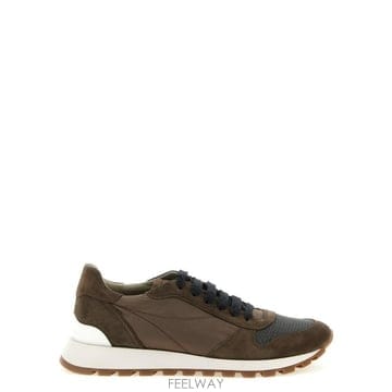 26FW 브루넬로 쿠치넬리 Mud fabric 앤 suede 스니커즈 MZSFG1960PC8769 TP578