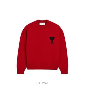 26FW 아미 빅 하트 울 크루넥 스웨터 UKS838 018 A252 RED