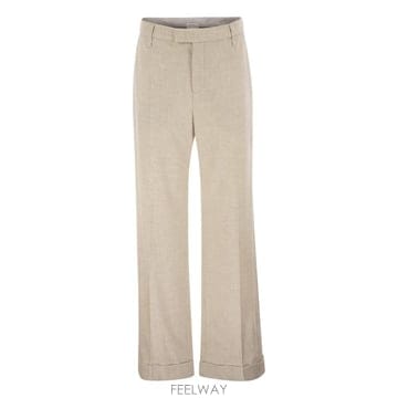 Brunello Cucinelli 26FW ���ڷ� ��ġ�ڸ� Virgin �� �� ĳ�ù̾� Tailored Trousers with Turn ��26FW ���ڷ� ��ġ�ڸ� Virgin �� �� ĳ�ù̾� Tailored 