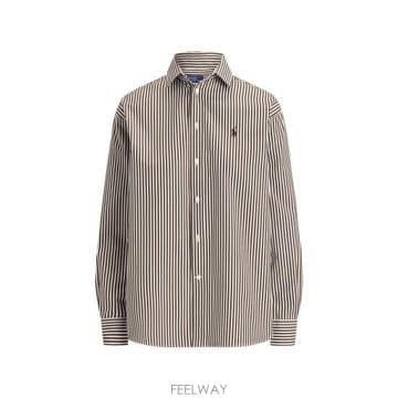 26FW 랄프 로렌 셔츠 211910743 BROWN WHITE BROWN