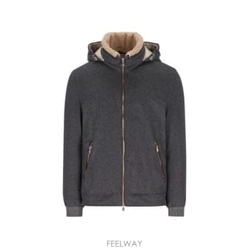 26FW 브루넬로 쿠치넬리 본디드 울 플란넬 탈부착 후드 다운 자켓 MM4701606 CNV62 GREY