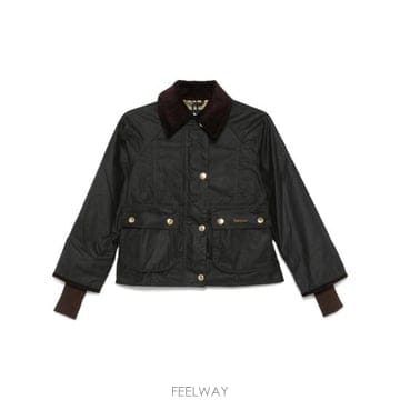 26FW 바버 크롭드 비드넬 왁스 재킷 LWX1403 SG51 GREEN