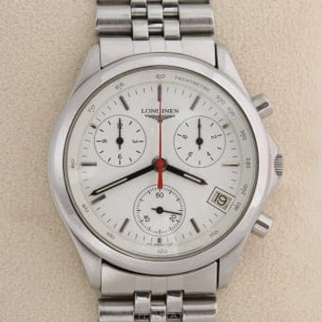 론진 Longines 플래그쉽 화이트 다이얼 크로노그래프 쿼츠 시계