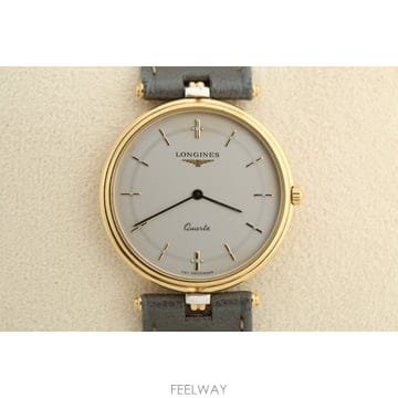 론진 Longines 실버 다이얼 라운드 케이스 방돔 쿼츠 시계 Ref. 6604
