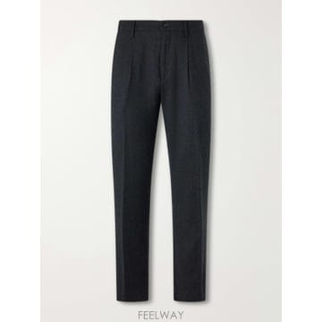 26 FW CANALI 네이비 스트레이트 핏 울 플란넬 팬츠 TP581157032