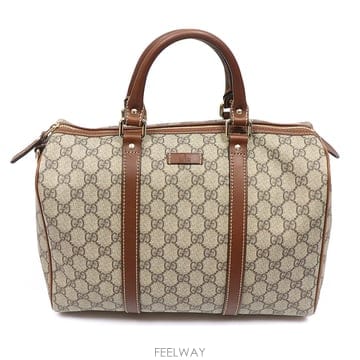Gucci(구찌) 193603 PVC GG로고 브라운 레더 조이 미듐 보스턴 토트백