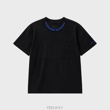 [크롬하츠] 넥 스크립트 로고 라운드 반팔 티셔츠 블랙 블루 남성 티셔츠 10010208796 / TEO