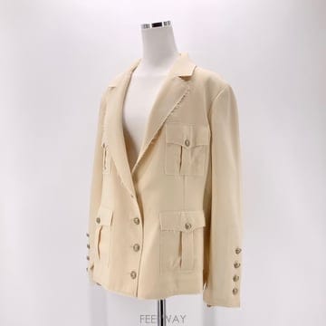 샤넬 CC 로고 골드 버튼 블레이저 자켓