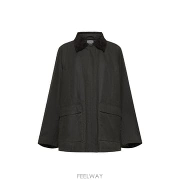 토템 그린 자켓 with 립 칼라 앤 더블 Vent on the Back in 코튼 for 여성 244WRO