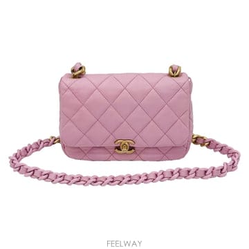 샤넬 Chanel AS3205 핑크 램스킨 퀄팅 미니 체인백 (내장칩)