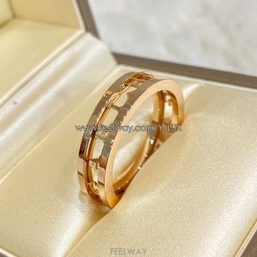 불가리 65 비제로원 1밴드링 오픈워크 로고 로즈골드 반지 Y88175