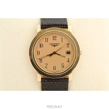 론진 Longines 로즈 골드 다이얼 아라비아 인덱스 쿼츠 시계 Ref.7165