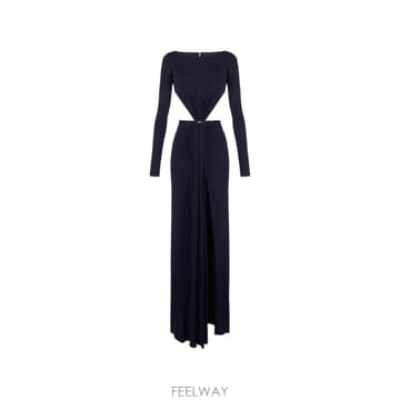 26 FW Elisabetta Franchi 컷아웃 저지 패브릭 레드 카펫 드레스 ABR3467E2 TP45