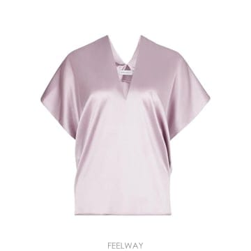 니나리치 V넥 새틴 실크 탑 블랙