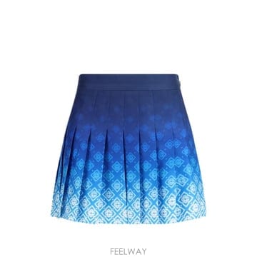 ī 카사블랑카 오키드 모노그램 플리츠 미니 스커트 블루