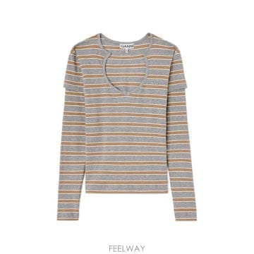 당일배송 가니 스트라이프 컷아웃 탑