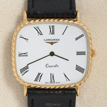 론진 Longines 화이트 다이얼 꽈배기 케이스 빈티지 쿼츠 시계 6174
