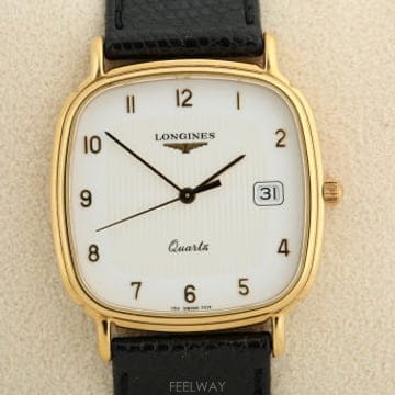 론진 Longines 화이트 다이얼 아라비아 인덱스 쿼츠 시계 Ref.7013