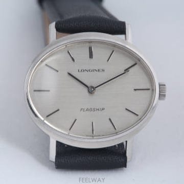 론진 플래그쉽 Longines Flagship 실버 다이얼 타원형 케이스 여성용 수동 시계