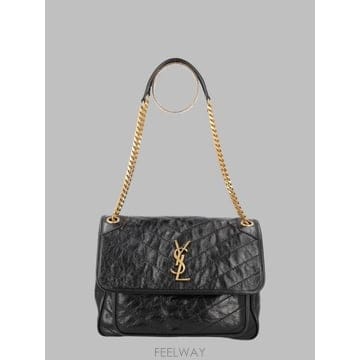 26FW 생로랑 니키 미디움 빈티지 레더 633184 0EN071000 BLACK