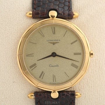 론진 Longines 샌즈 골드 다이얼 라운드 쿼츠