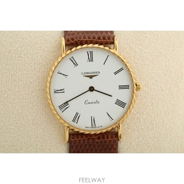 론진 Longines 화이트 다이얼 꽈배기 케이스 빈티지 쿼츠 시계 6172