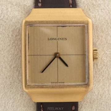 론진 플래그쉽 Longines 골드 다이얼 사각 케이스 여성용 수동 시계