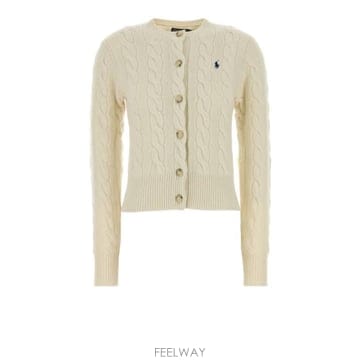 26FW 폴로 랄프로렌 로고 자수 크루넥 가디건 211 972104 002 AUTHENTIC CREAM