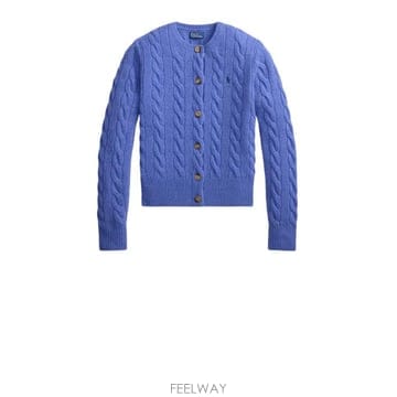 26FW 폴로 랄프로렌 로고 자수 크루넥 가디건 211 972104 501 DOCKSIDE BLUE HEAT