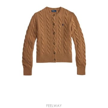 26FW 폴로 랄프로렌 로고 자수 크루넥 가디건 211 972104 001 COLLECTION CAMEL M