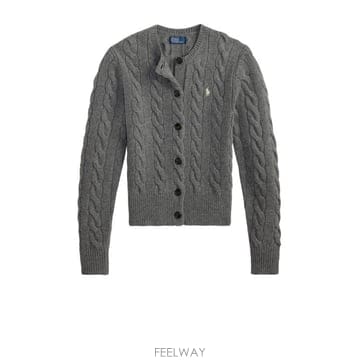 26FW 폴로 랄프로렌 로고 자수 크루넥 가디건 211 972104 500 FLANNEL GREY HEATH