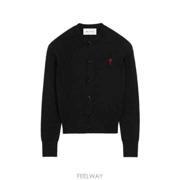 26FW 아미 크루넥 울 가디건 FKC361 001009 BLACK