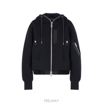 26FW 사카이 후드 티셔츠 SCW 344 002 BLACK