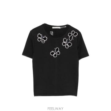 26FW 앨리스 앤 올리비아 반팔 티셔츠 CC606E11032 U101 BLACK