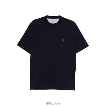26FW 브루넬로 쿠치넬리 코튼 저지 크루넥 티셔츠 M0B138440 CD325 NAVY