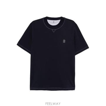 26FW 브루넬로 쿠치넬리 반팔 티셔츠 M0B131328G CW369 NAVY
