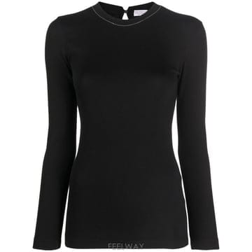 Brunello Cucinelli 26FW ���ڷ� ��ġ�ڸ� ���� Ƽ���� MPTC8BJ300 C101 BLACK26FW ���ڷ� ��ġ�ڸ� ���� Ƽ���� MPTC8BJ300 C101 BLA