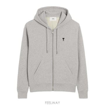 26FW 아미 스몰 하트 로고 코튼 후드 집업 HSW765 7300951 GREY