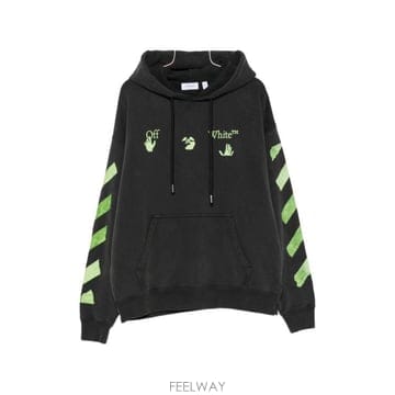 26FW 오프화이트 후드 티셔츠 OMBB085F26FLE0 0T00 BLACK
