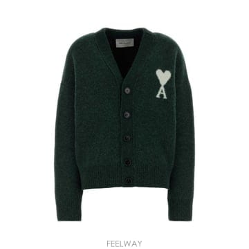 26FW 아미 빅 하트 로고 알파카 니트 가디건 UKC365KN0135 A279 Green