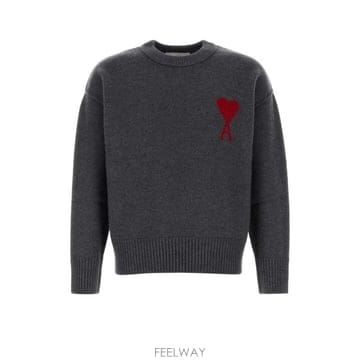 26FW 아미 빅 하트 울 크루넥 스웨터 UKS838018 084 Grey