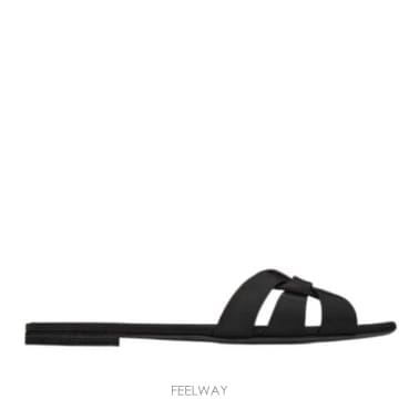 26FW 생로랑 스무스 레더 트리뷰트 플랫 뮬 571952 BDA001000 Nero