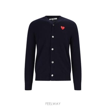 26FW 꼼데가르송 V넥 하트 와펜 가디건 AX N008 051 2 Blue