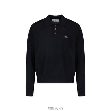 26FW 비비안웨스트우드 마크 롱 슬리브 폴로 니트 셔츠 2701003N Y005E N401 Black
