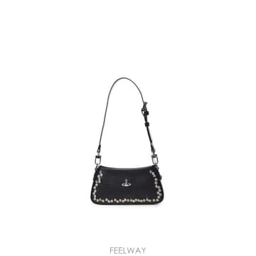 26FW 비비안웨스트우드 ORB 타샤 레더 스터드 숄더백 5801000JW L002VN402 BLACK