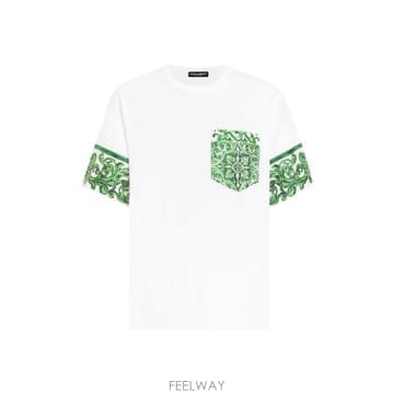 Dolce&Gabbana 26SS ��ü�ذ��ٳ� ���� Ƽ���� G8SB2T G7NUNW0800 WHITE GREEN26SS ��ü�ذ��ٳ� ���� Ƽ���� G8SB2T G7NUNW0800 WHITE 
