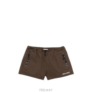 Miu Miu �̿�̿� logo embroidered gabardine shorts 12188727116040 TP7253�̿�̿� logo embroidered gabardine shorts 12188727116