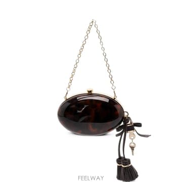셀프포트레이트 tortoiseshell effect tassel detail clutch bag 122692