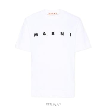 26SS Marni T 셔츠 in cotone con 로고 Marni M002MVM00RF0M100 TP57